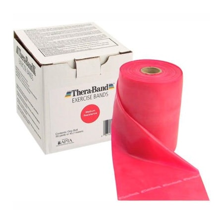 Fabrication Enterprises Thera-Band Latex Exercise Band, Red, 50 Yard Roll/Box 10-1007